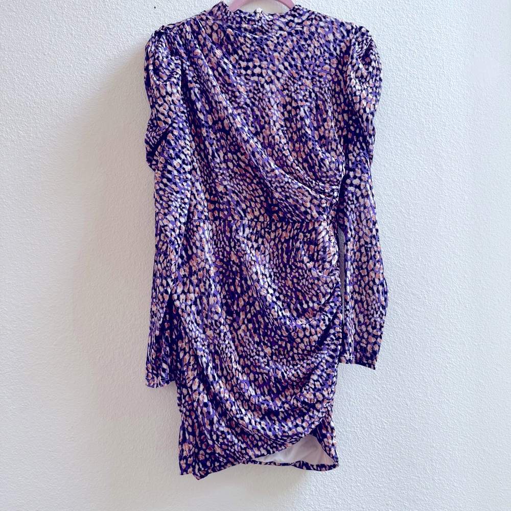 Purple and White Asymmetrical Ruched Bodycon Dress Size M